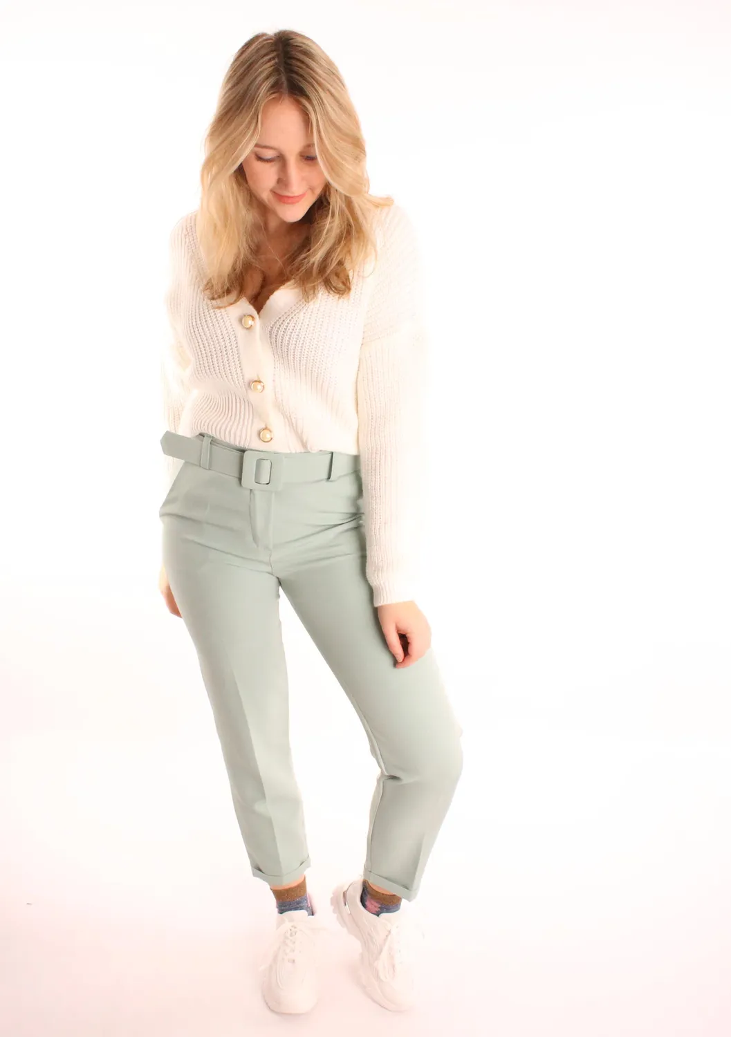 LOVEDRUNKY Casual pantalon mint – high waist