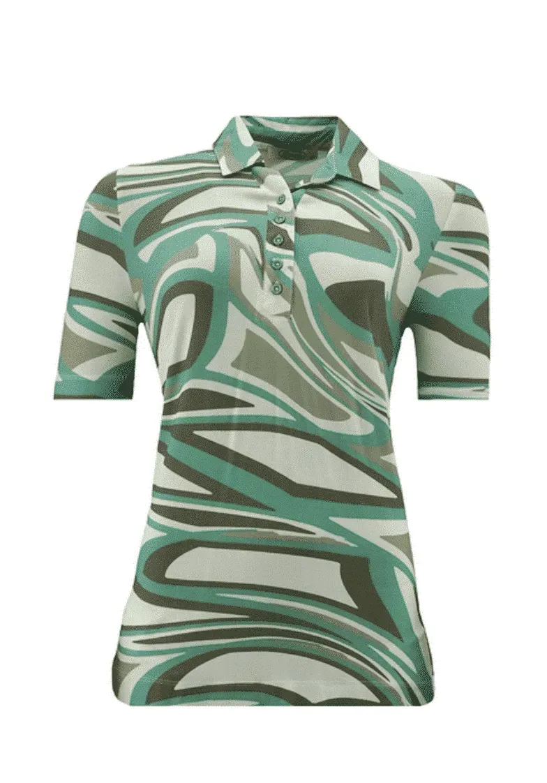 Sensia poloshirt groen zand taupe korte mouw