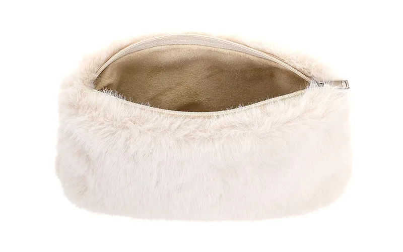Amiek Borno make-up tasje naturel faux fur