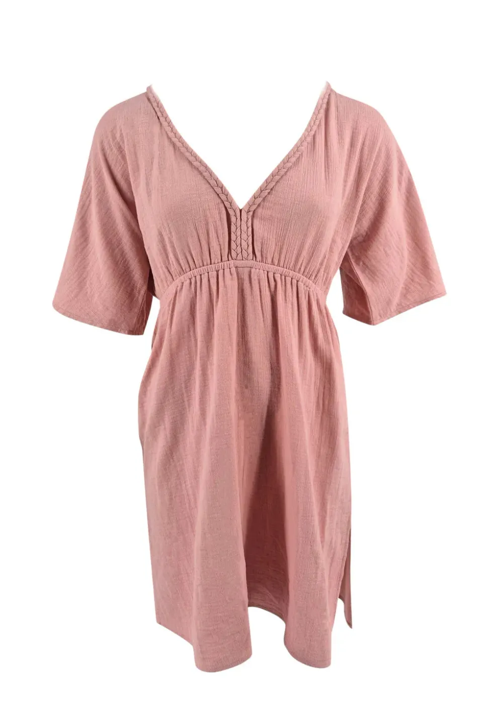 Amiek Romy Short jurk dusty pink katoen
