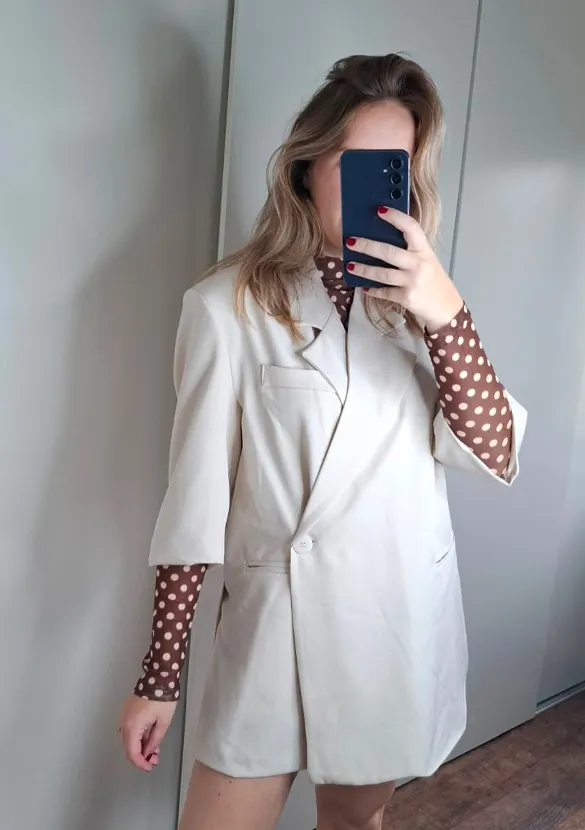 LOVEDRUNKY Loose Fit blazer beige gevoerd