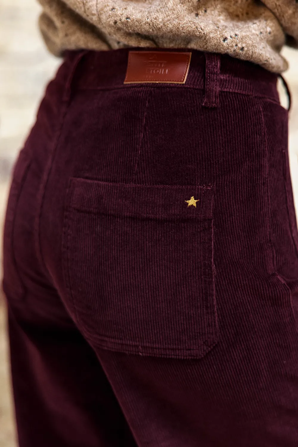 La Petite Etoile Atlanty wijde broek bordeaux ribfluweel