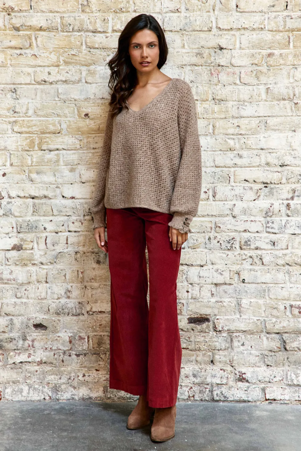 La Petite Etoile Mandine trui beige ajour wijd