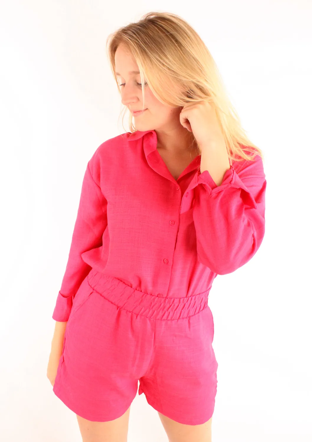 LOVEDRUNKY Muhil Short Set pink blouse