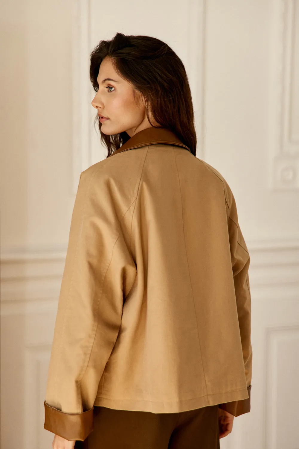 La Petite Etoile Velina parka camel kort bi-materiaal