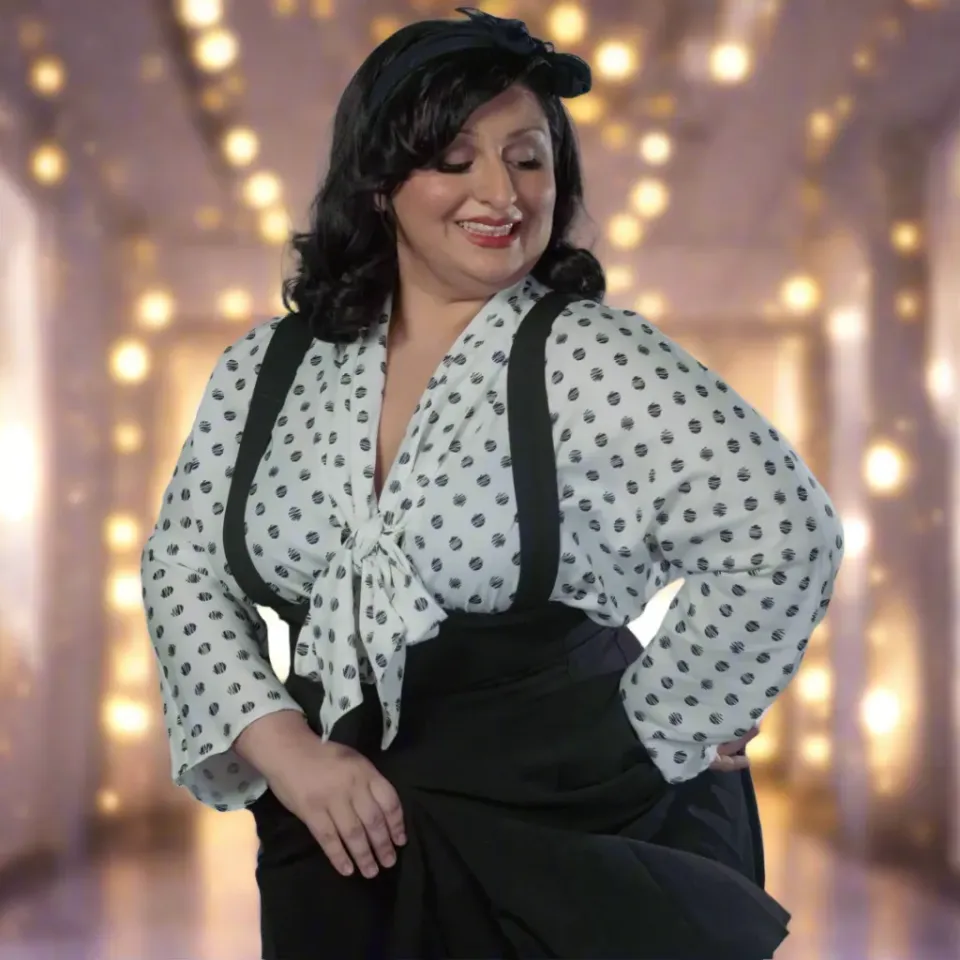 Tatyana Giselle Blouse blouse scribbled polka dot strik