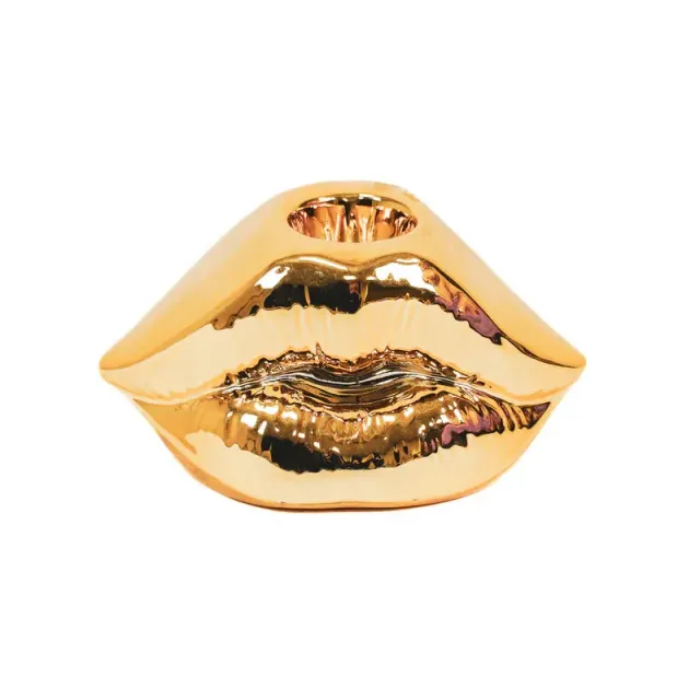 Amiek Lip kandelaar goud keramiek