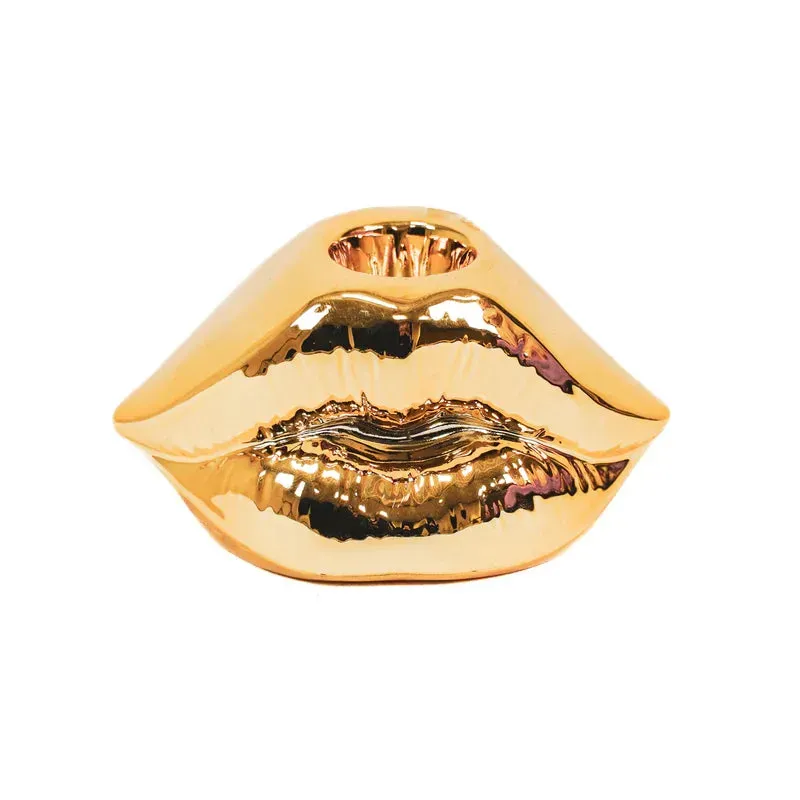 Amiek Lip kandelaar goud keramiek