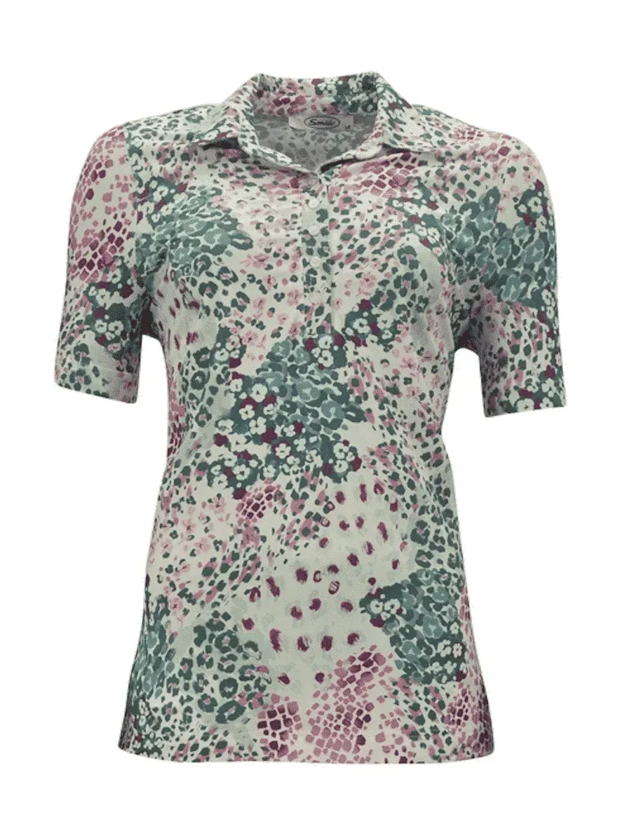 Sensia poloshirt viscose korte mouw mint roze