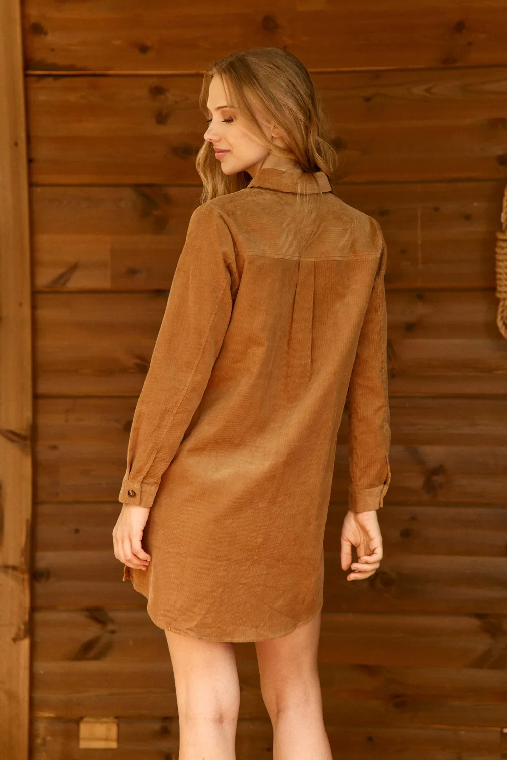 La Petite Etoile Riely jurk camel ribfluweel