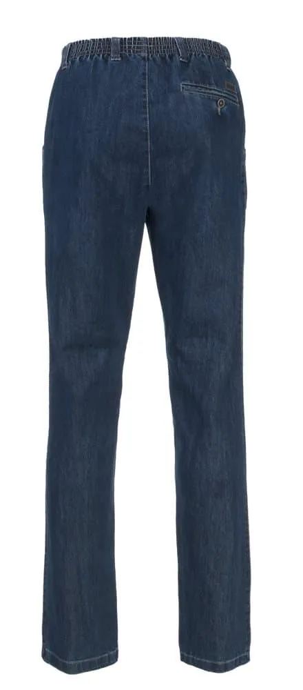 Seniorenkleding heren jeans rondomelastiek blauw denim