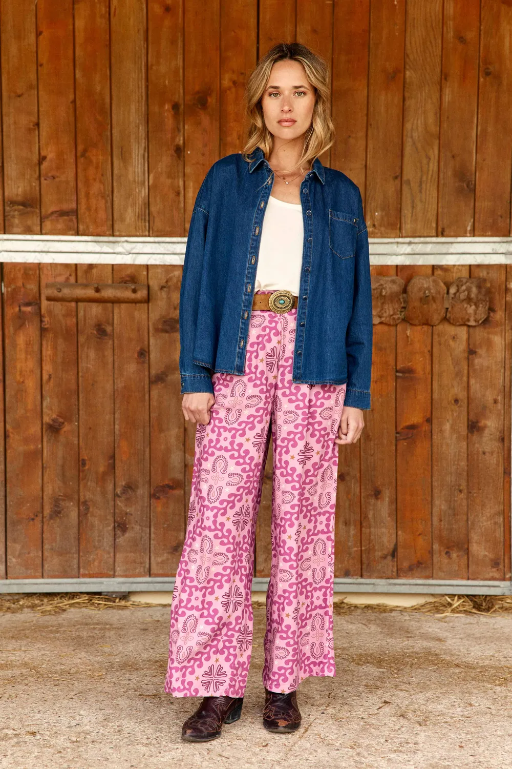 La Petite Etoile Pozo wijde broek cowboy bandana print