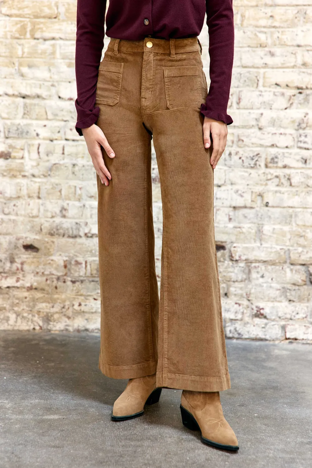 La Petite Etoile Atlanty wijde broek beige fluweel