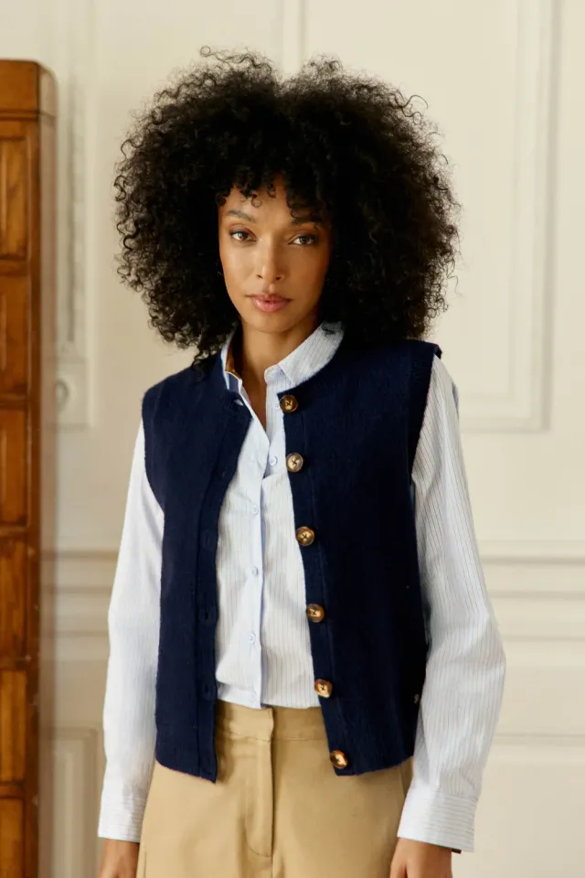 La Petite Etoile Morini mouwloos vest marine gebreid