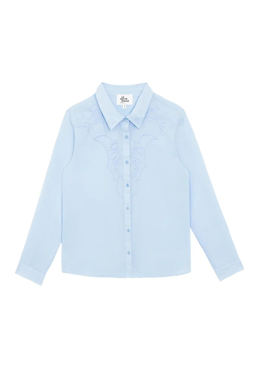 La Petite Etoile Chawie blouse lichtblauw borduursel