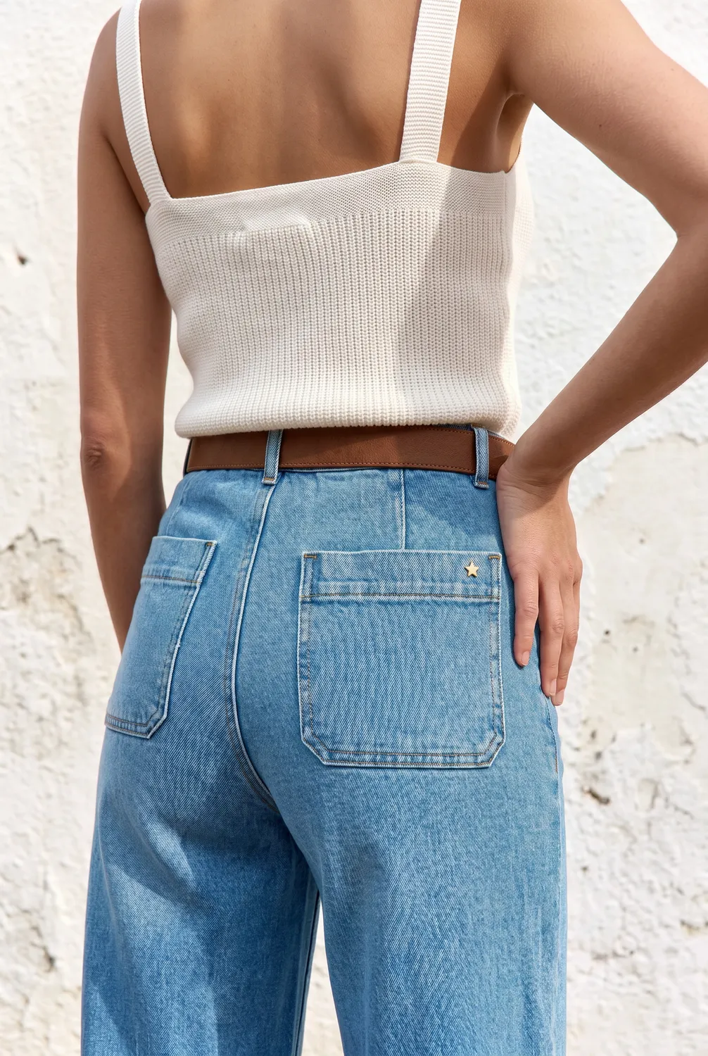 La Petite Etoile Atlanty wijde jeans stone katoen