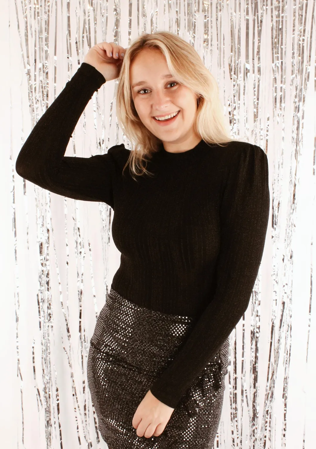 LOVEDRUNKY Body Shiny zwart glitter strepen