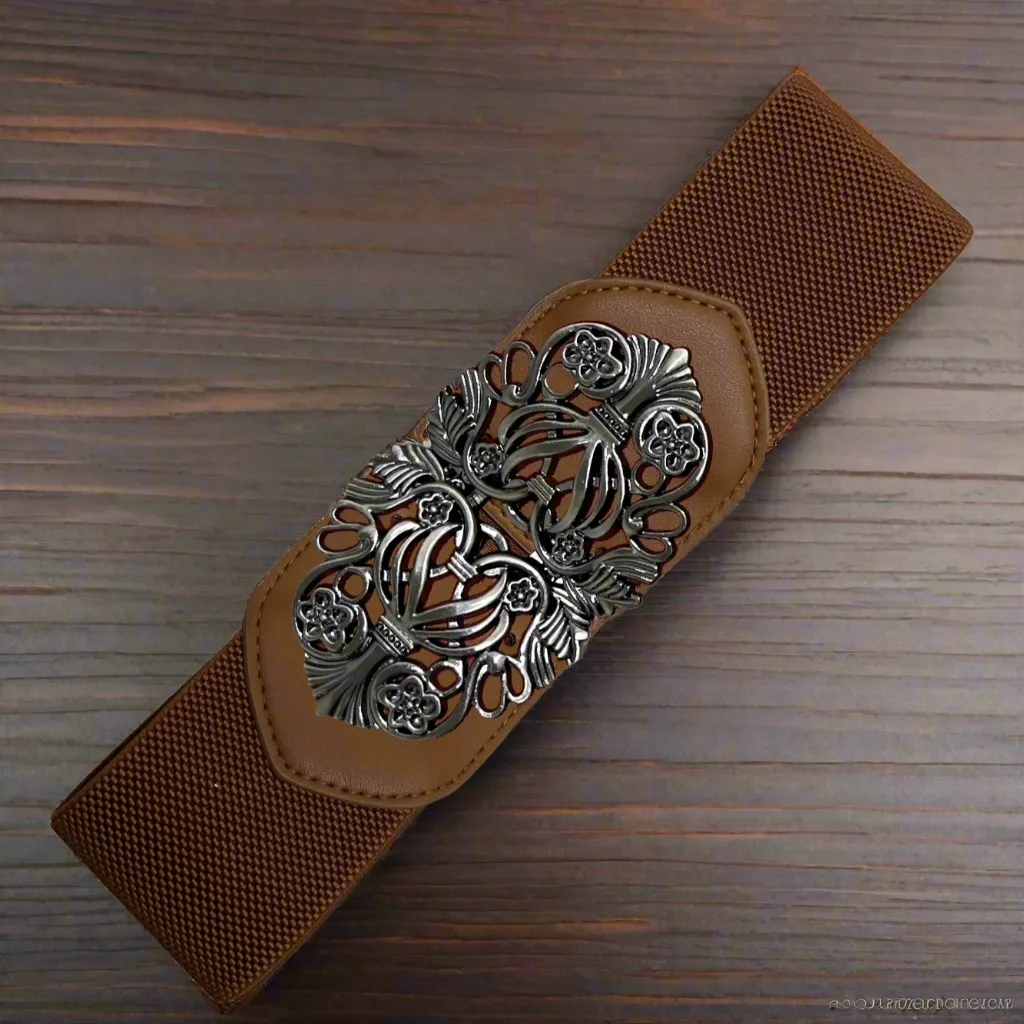 Tatyana Floral Filigree riem roze stretch