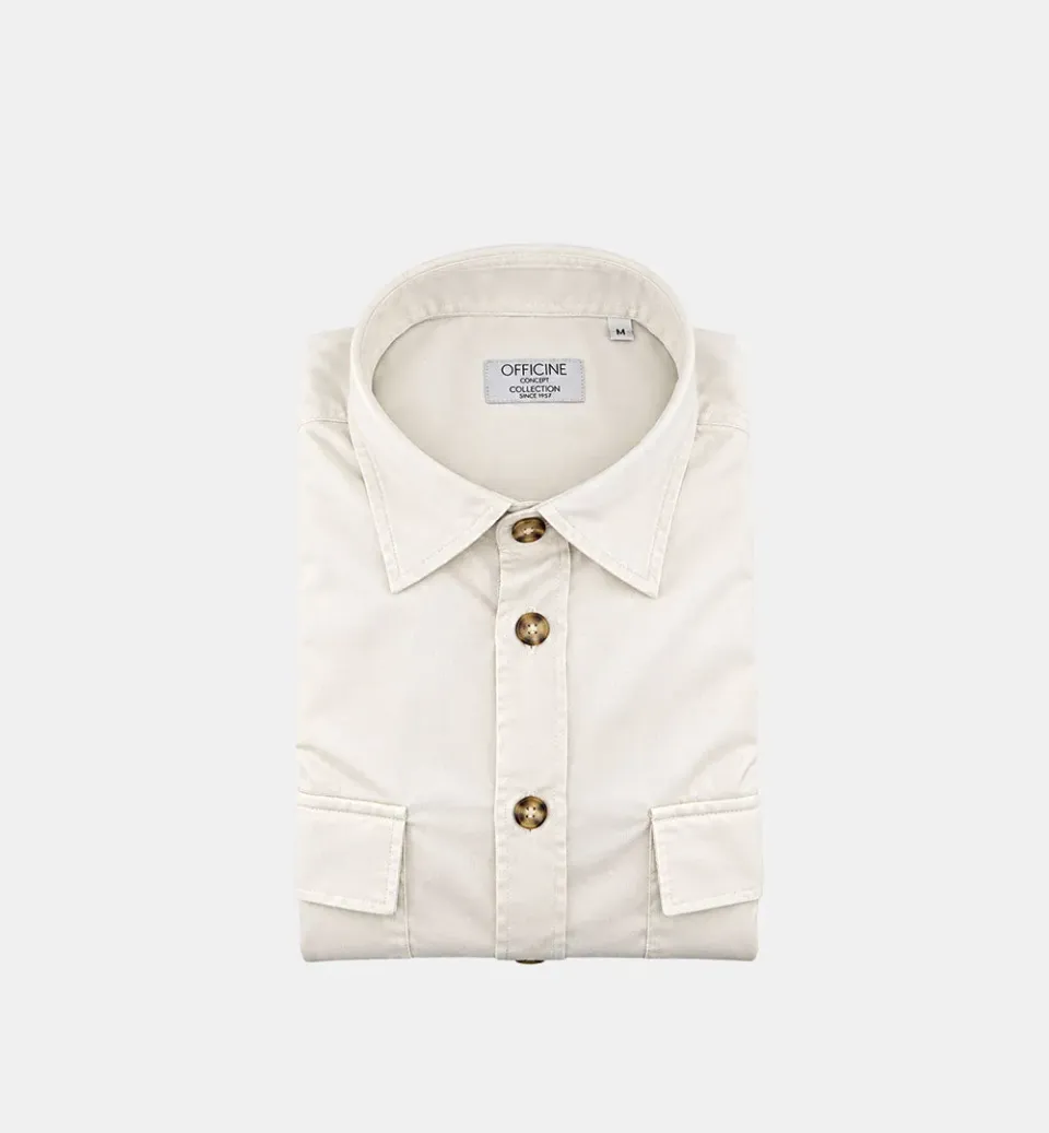Officine Napoli Oder 1379 Over overhemd wit katoen