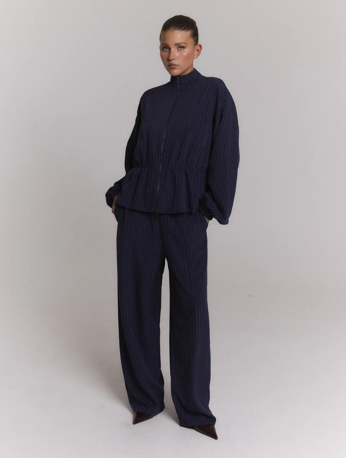 Refined Department Jamie balloon pants navy krijtstreep