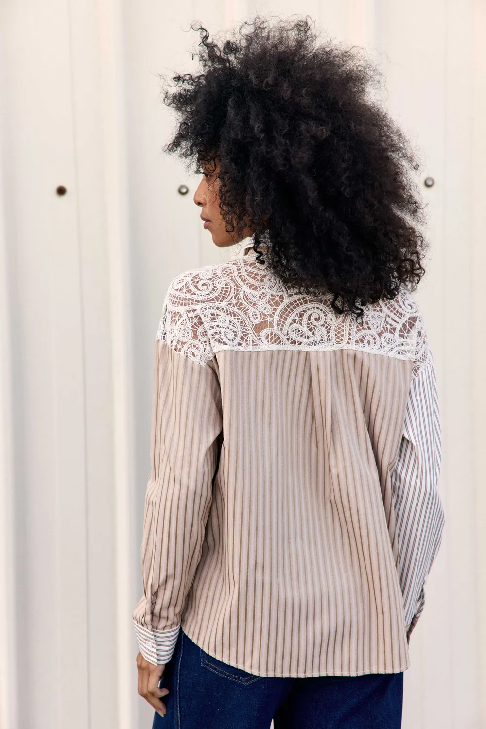 La Petite Etoile Celine blouse patchwork beige