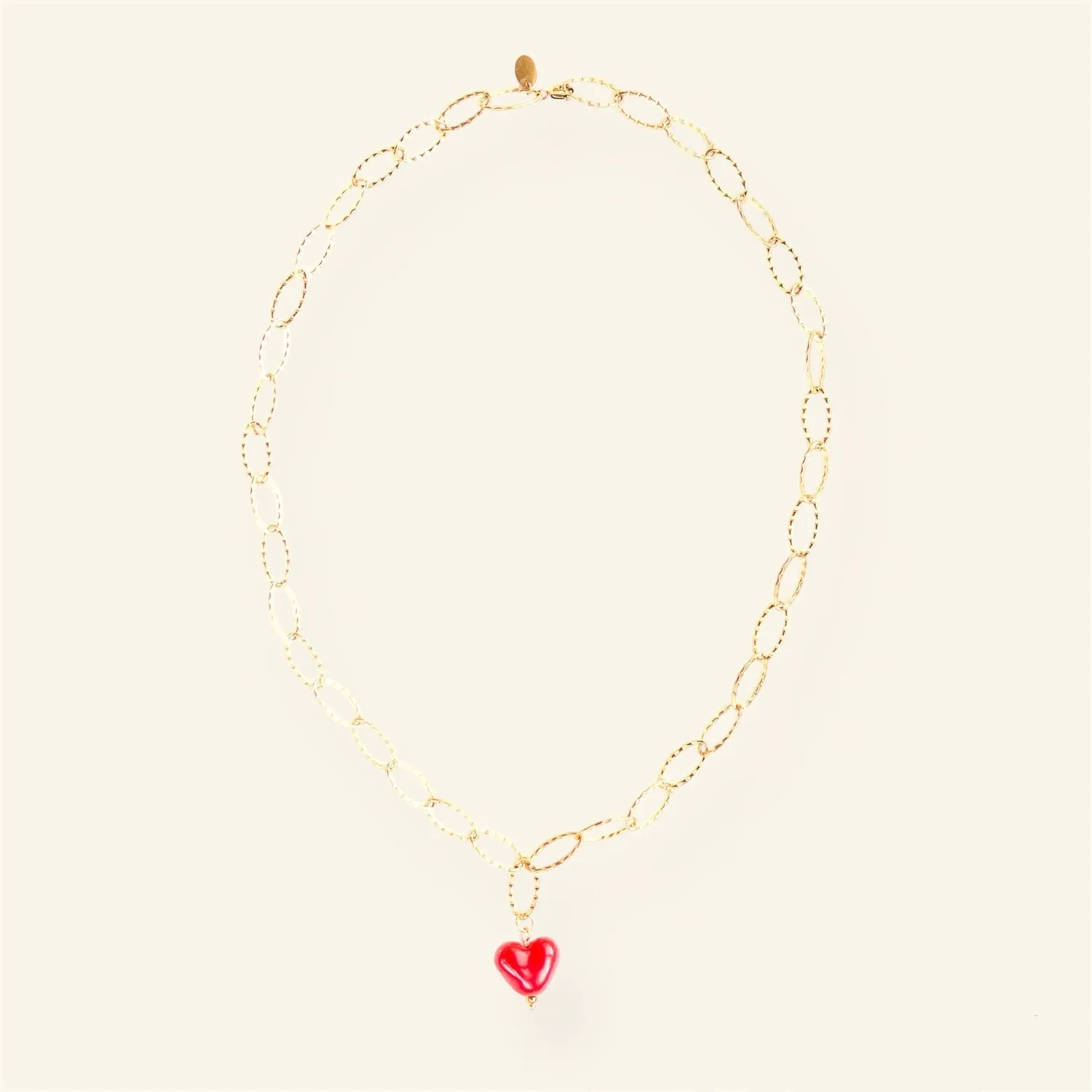 Amiek Mable Charlie ketting rood 45 cm stainless steel
