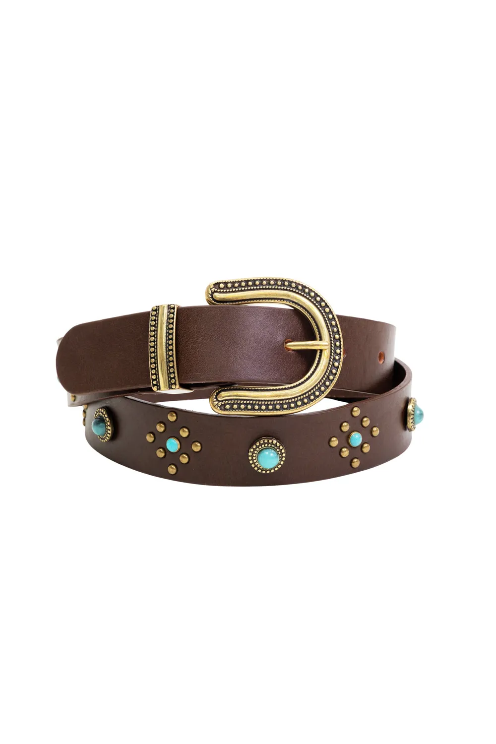 La Petite Etoile Azul leren riem bruin met steentjes