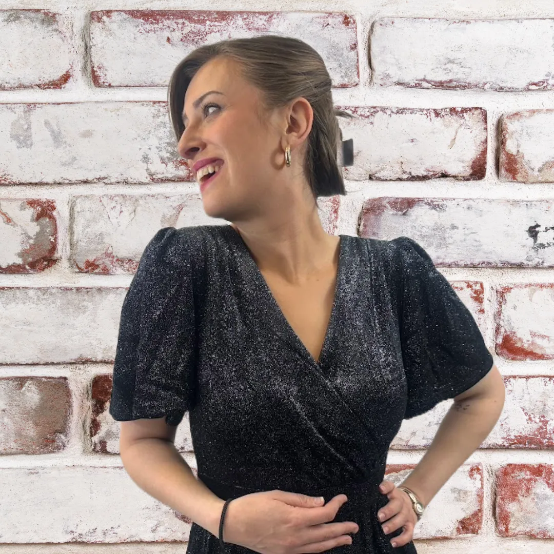 Tatyana Charlie Midnight Dazzle jumpsuit zwart glans