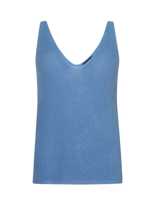 Amiek Knitted Top Lux top blauw lurex