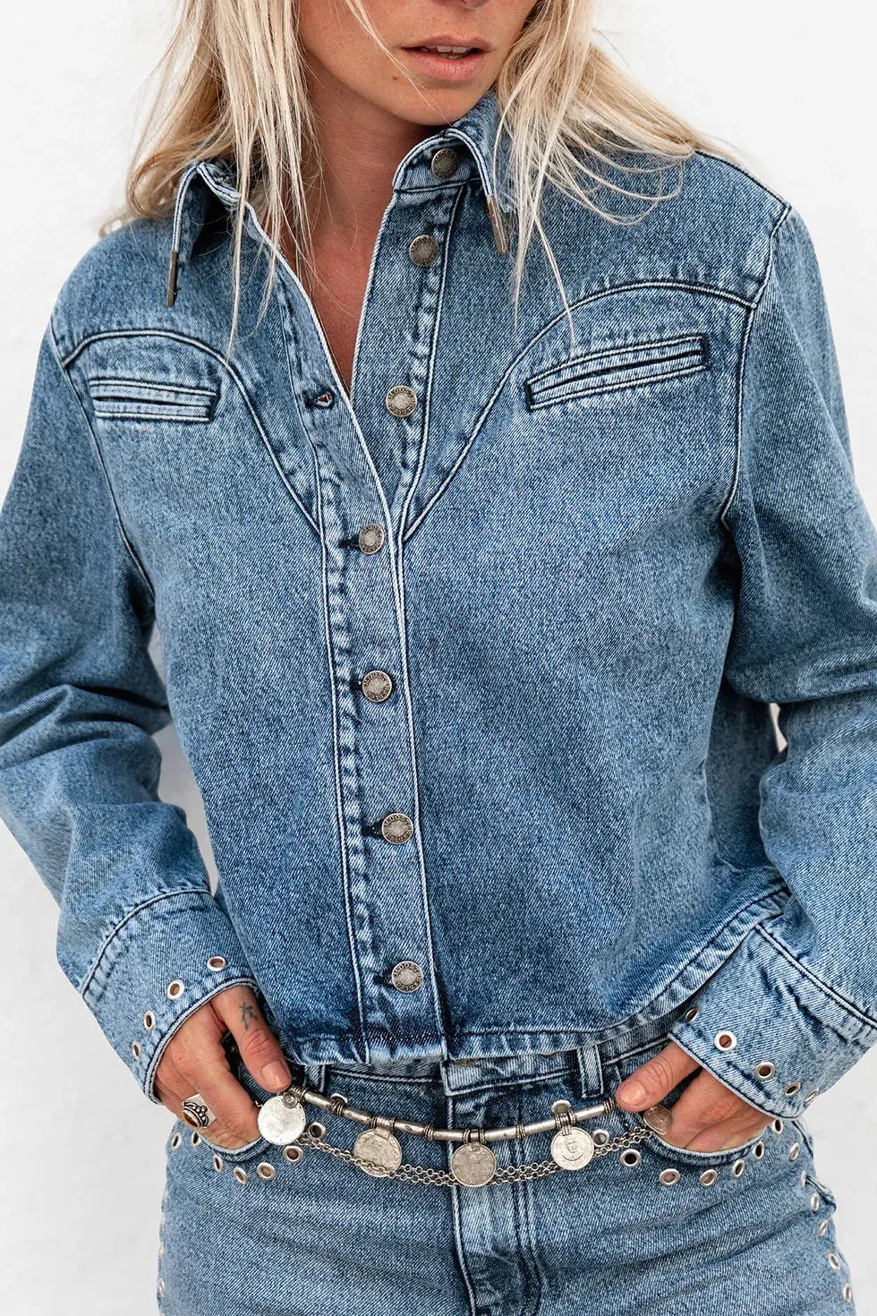 Moost & The Muse Janice blouse mid blue linnen