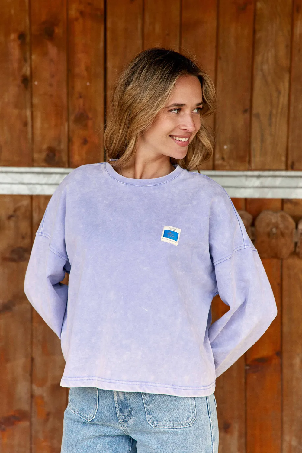 La Petite Etoile Trinkle boxy sweater parme zachte molleton