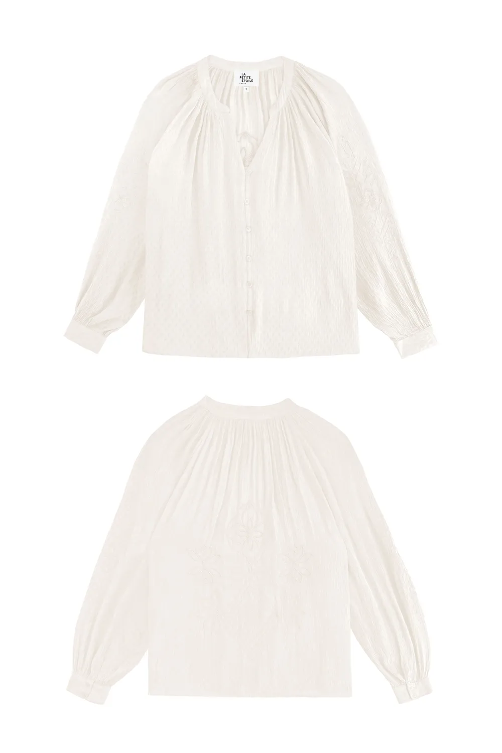 La Petite Etoile Bexley blouse ecru wijd geborduurd