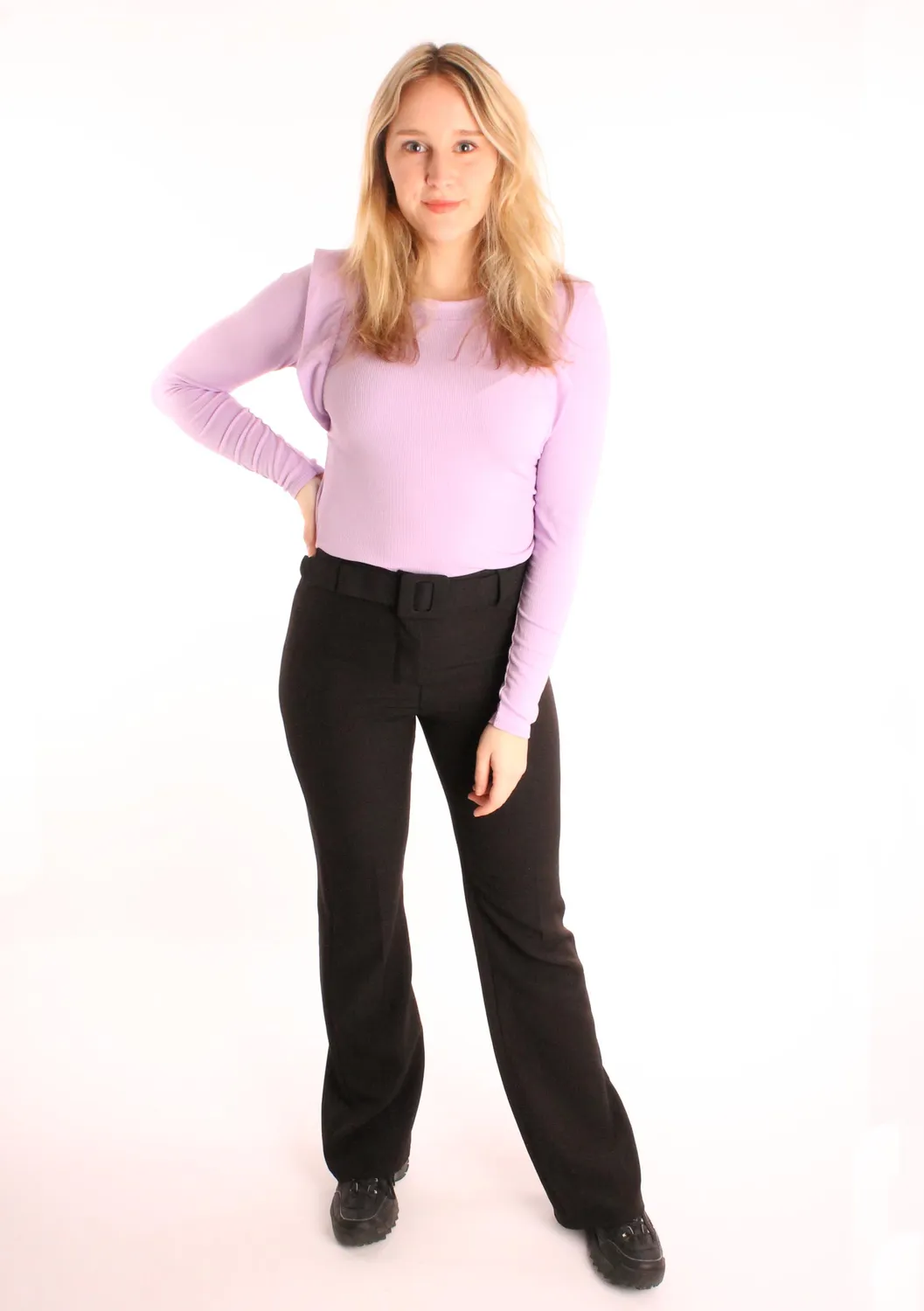 LOVEDRUNKY Flared Zwart pantalon high waist