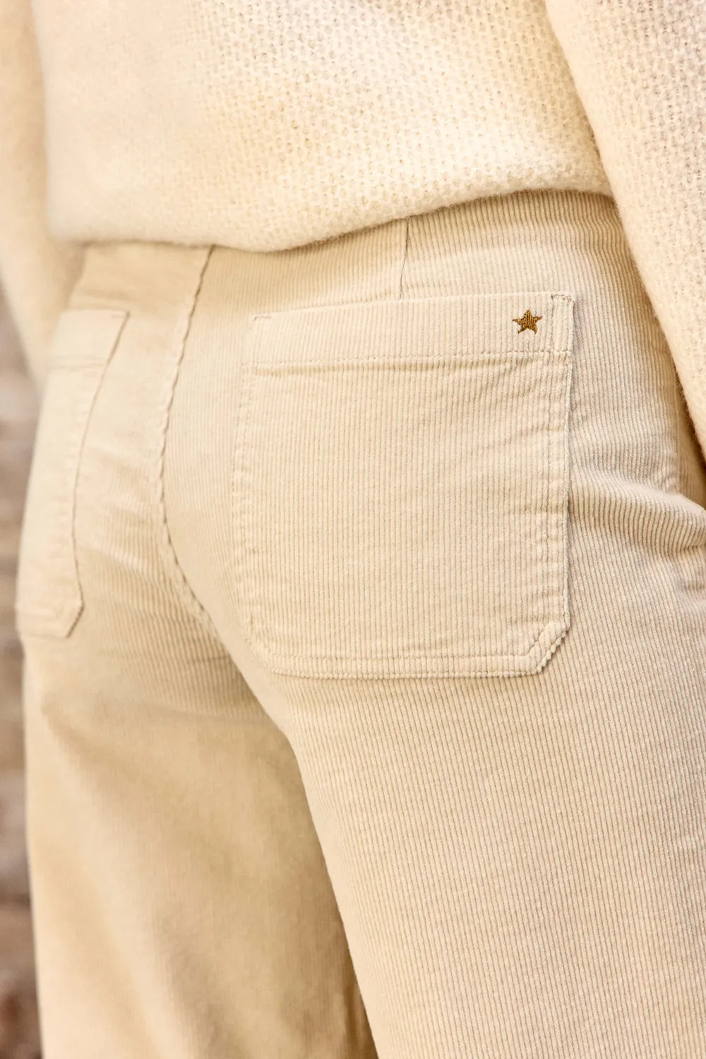 La Petite Etoile Atlanty broek ecru ribfluweel wijd