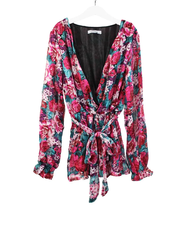 LOVEDRUNKY Floral Blouse Roze met Elastiek