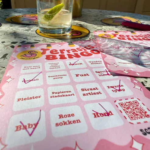 Amiek Terrasjes Bingo bingospel boekje A6 herkenbaar