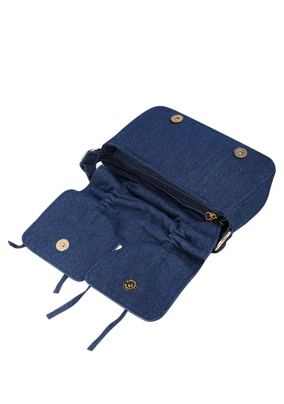 LOVEDRUNKY Denim Strikjes tas blauw 24 cm