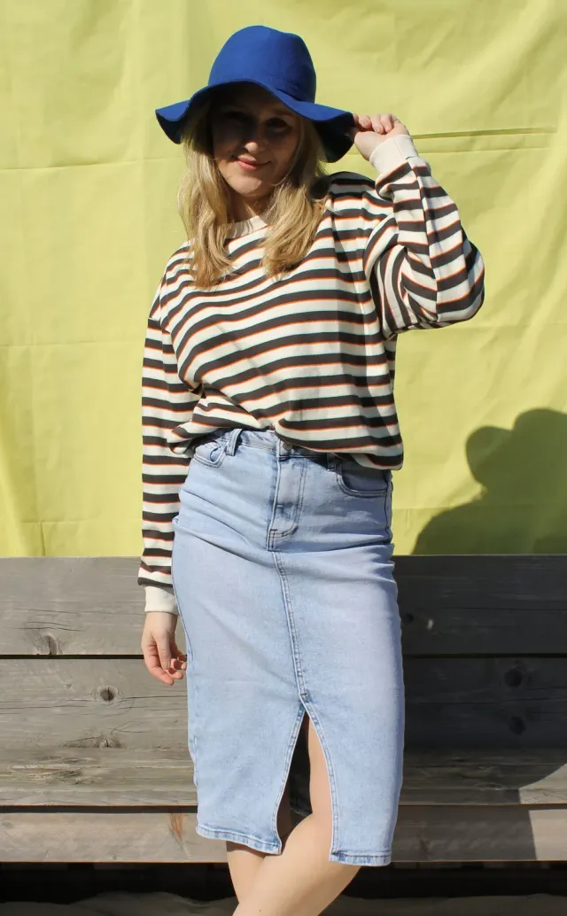 LOVEDRUNKY Midi spijkerrok blauw denim stretch