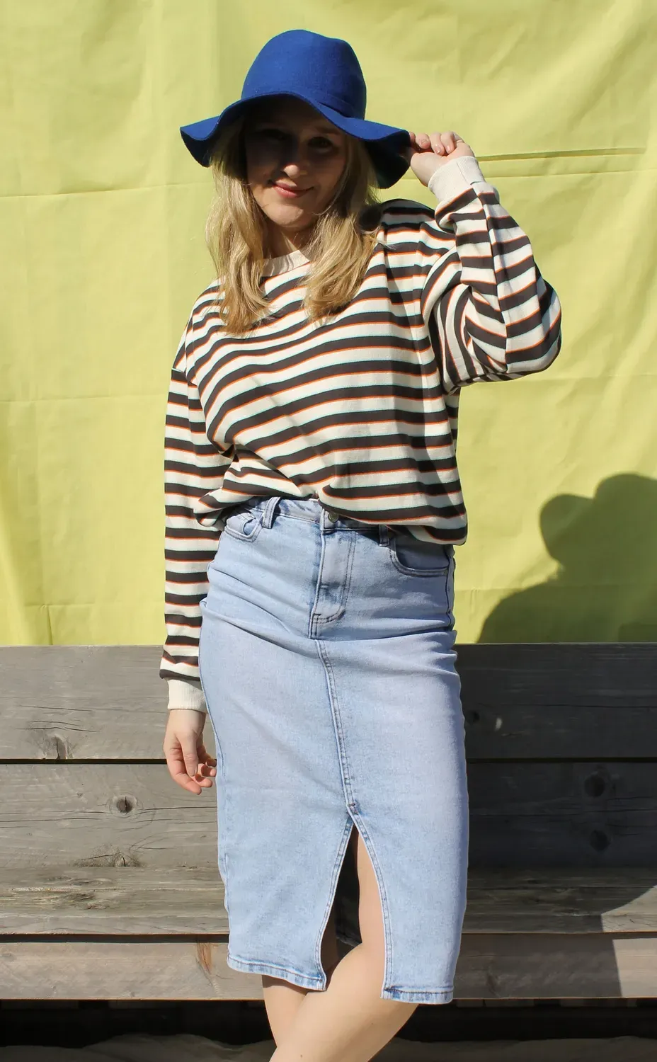LOVEDRUNKY Midi spijkerrok blauw denim stretch