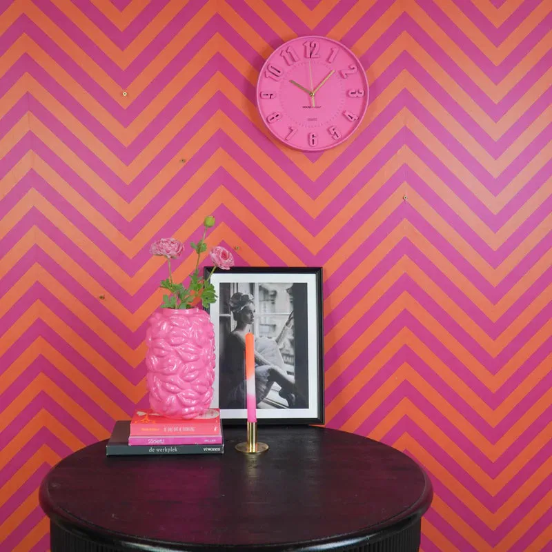 Amiek Cijfers wandklok neon pink 30 cm kunststof