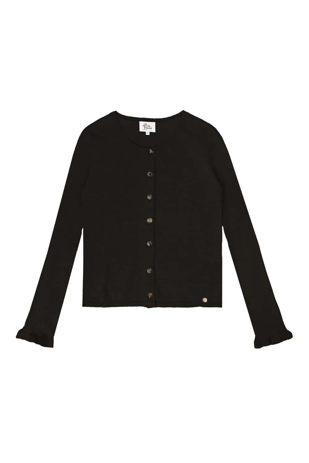 La Petite Etoile Monet vest zwart gebreid met volant