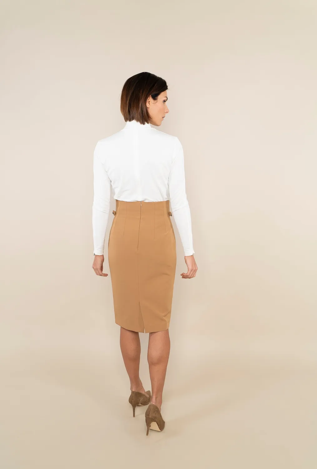 Laboutiek Pencil Skirt kokerrok camel taille