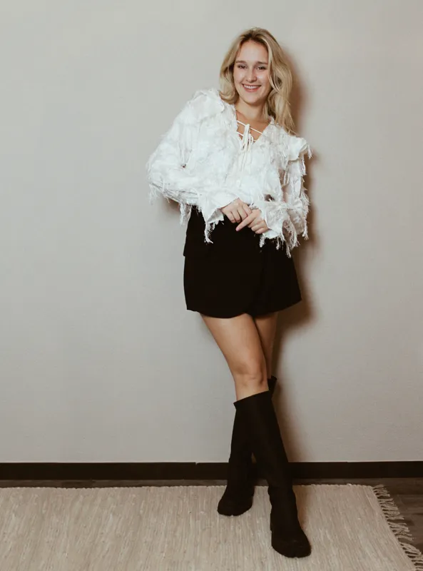 LOVEDRUNKY Bloemen Fringes blouse creme S-L