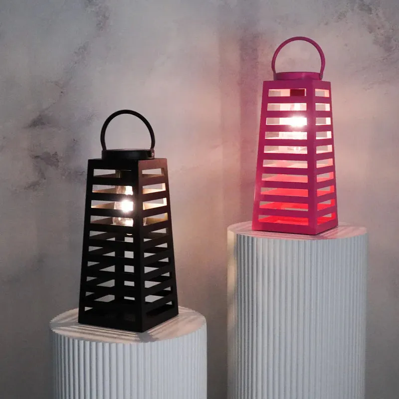 Housevitamin Solar lantaarn windlicht roze metaal 32,5 cm