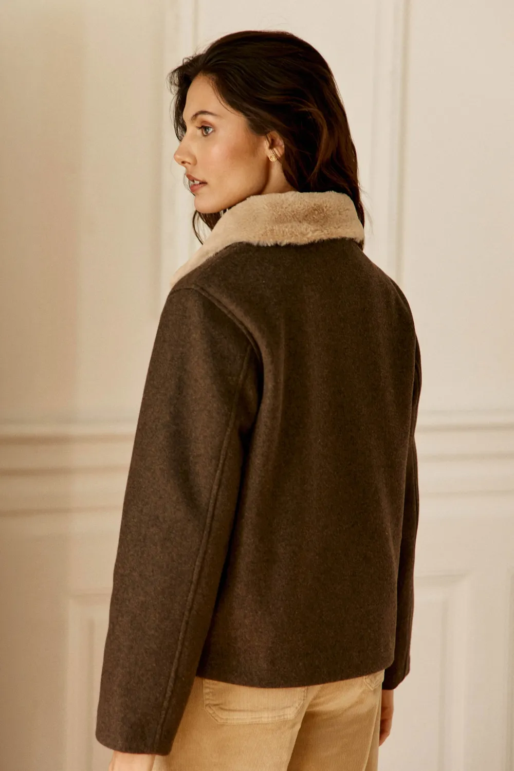 La Petite Etoile Nattie korte jas bruin wol