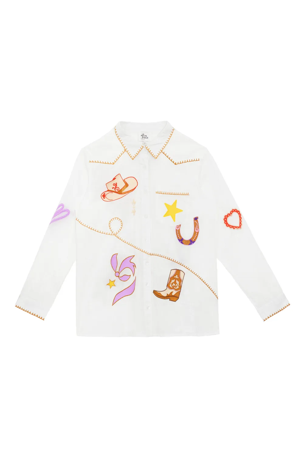 La Petite Etoile Clotaire blouse ecru borduursel lange mouw