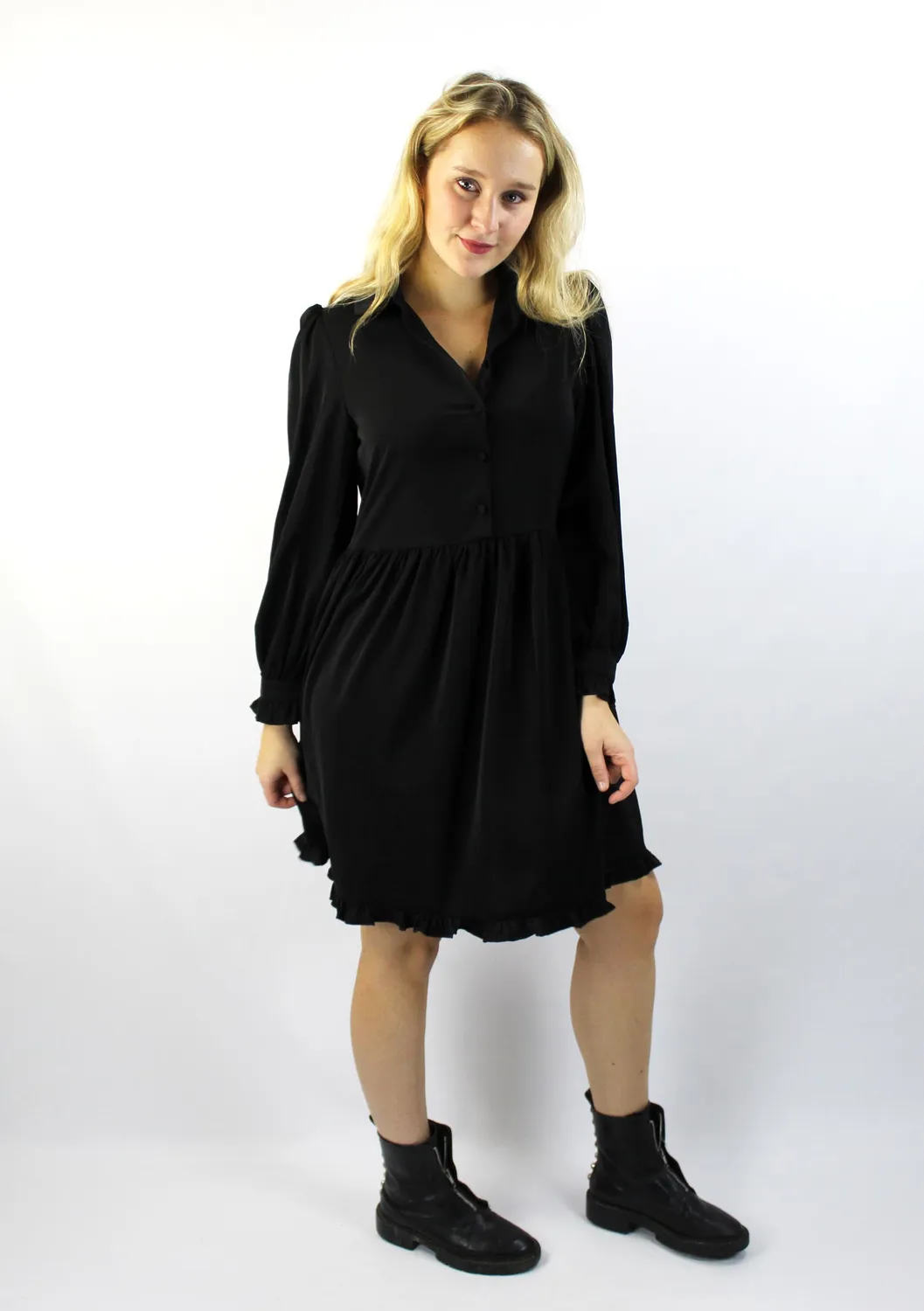 LOVEDRUNKY Shirt Jurk jurk zwart met zakken