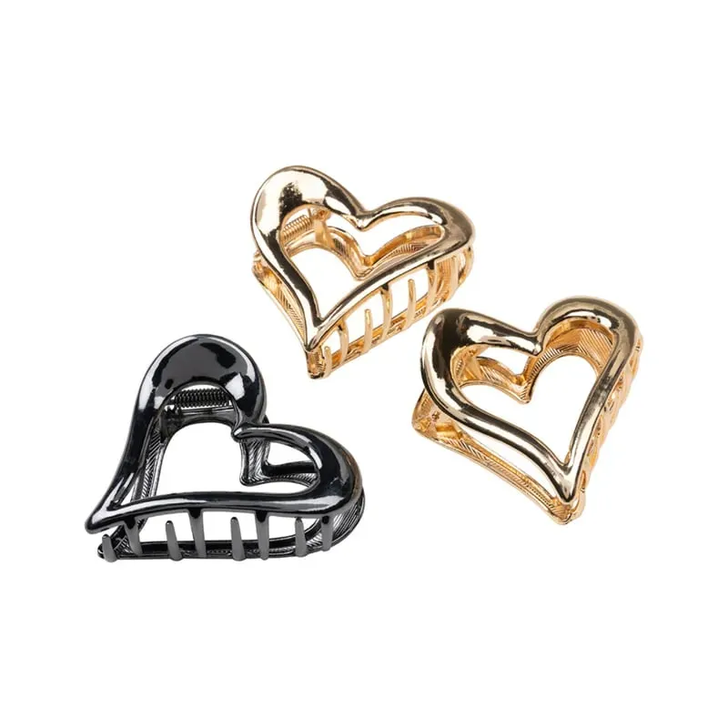 Amiek Heart Hairclips Zwart Metaal
