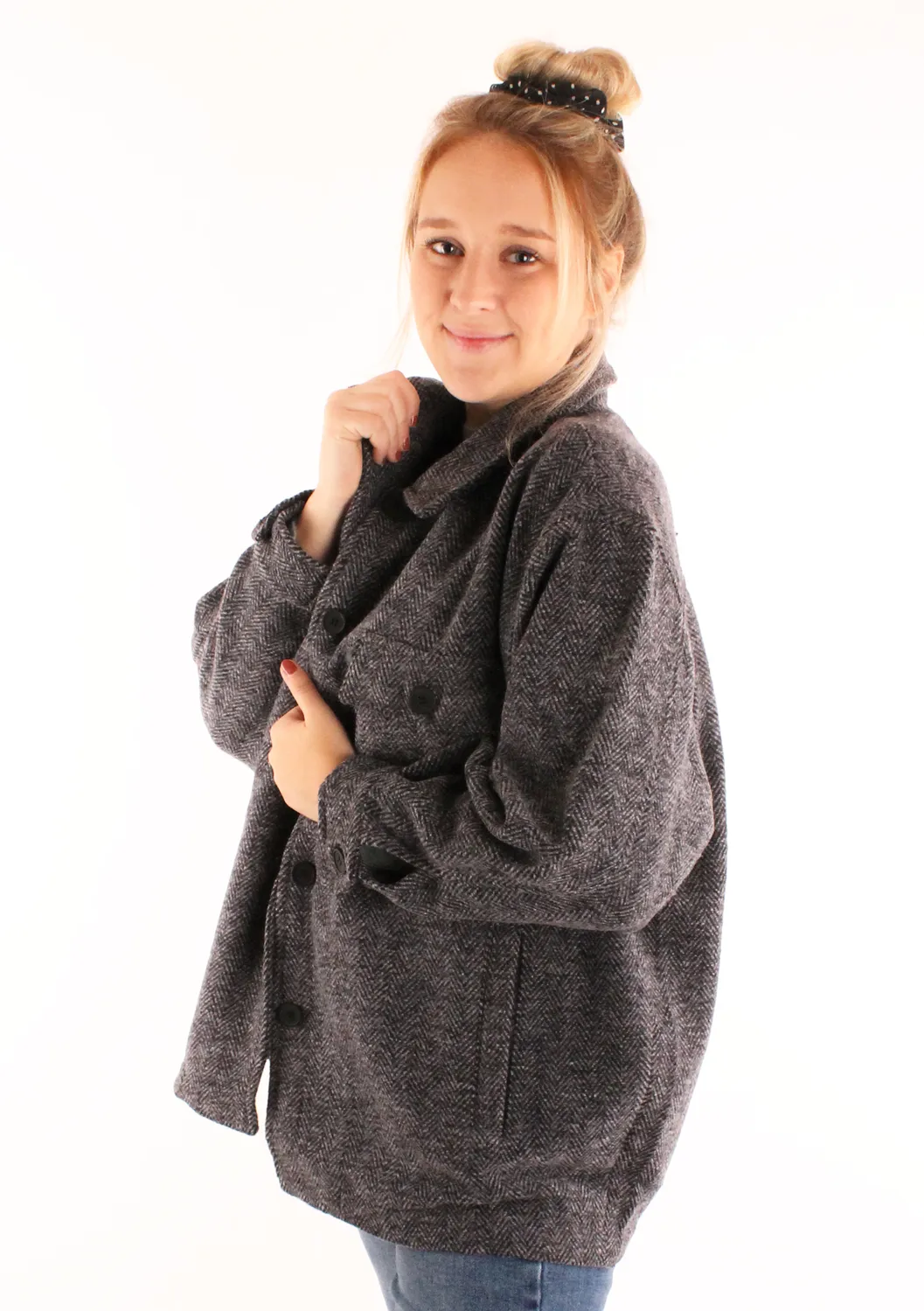 LOVEDRUNKY Visgraat Jack jasje zwart oversized