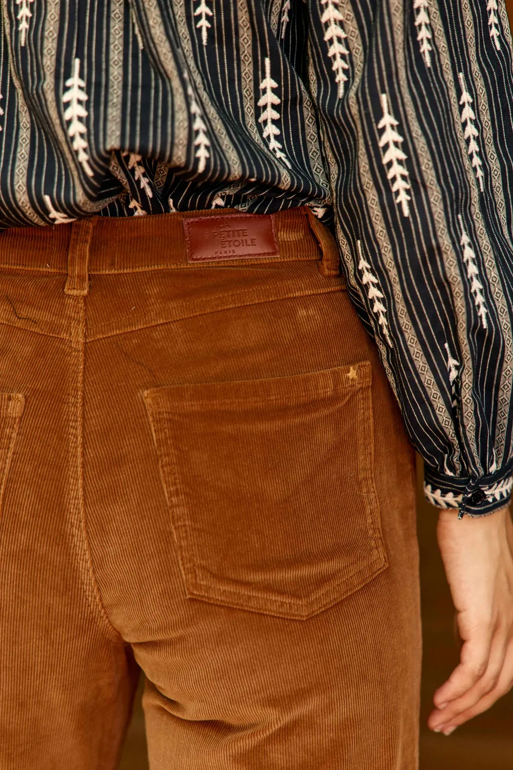 La Petite Etoile Peyton broek camel flare corduroy